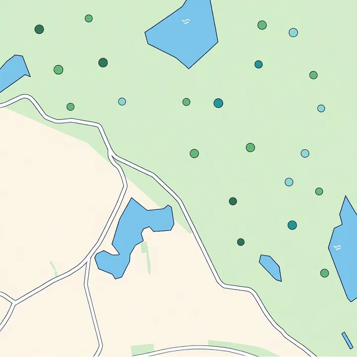 Derselbe Parkplan, in diesem Stil gezeichnet